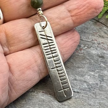 Análaigh Ogham Necklace, Breathe Bar Charm, Sterling Silver, Connemara Marble, Irish Celtic Jewelry, Hand Carved, Art Jewelry, Faith Jewelry