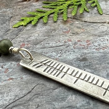 Análaigh Ogham Necklace, Breathe Bar Charm, Sterling Silver, Connemara Marble, Irish Celtic Jewelry, Hand Carved, Art Jewelry, Faith Jewelry
