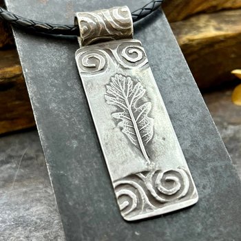 Oak Leaf Pendant, Sterling Silver, Sacred Celtic Trees, Irish Celtic Spirals, Druid Dryad, Pagan Earth, Crann Bethadh, Celtic Tree of Life