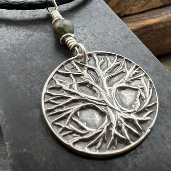 Celtic Tree of Life Pendant, Sterling Silver, Connemara Marble, Sacred Celtic Trees, Irish Celtic Spirals, Druid Dryad, Crann Bethadh, Witch
