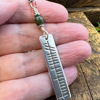 Análaigh Ogham Necklace, Breathe Bar Charm, Sterling Silver, Connemara Marble, Irish Celtic Jewelry, Hand Carved, Art Jewelry, Faith Jewelry