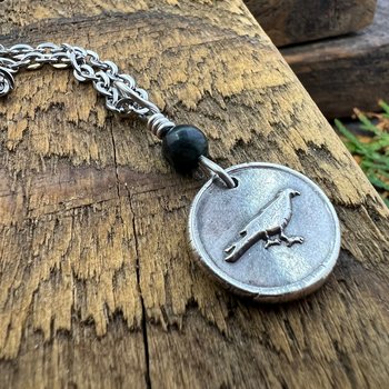Raven Charm, Sterling Silver, Kilkenny Black Marble, Irish Celtic Jewelry, Wax Seal Charm, Leather & Vegan Cords, Stainless Chains, Handmade