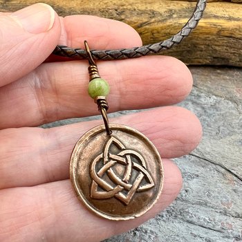 Celtic Love Knot, Copper Heart Trinity Knot Charm, Connemara Marble, Wax Seal Charm, Irish Celtic Jewelry, Soul Mate, Infinity, Eternity