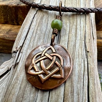 Celtic Heart Trinity Knot, Copper Charm, Connemara Marble, Irish Celtic Jewelry, Soul Mate, Love Knot Infinity Eternity, Soul Harbor Jewelry