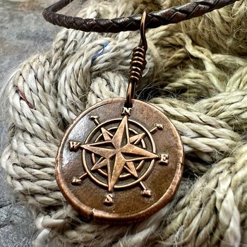Compass Rose, Copper Pendant, Sailing Gifts, Nautical Jewelry, Men's Jewelry, Sailor Necklace, 7th Anniversary, Protection Talisman