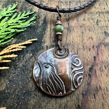 Copper Raven Pendant, Irish Celtic Jewelry, Connemara Marble, Crow Corvid, Pagan Wicca Necklace, Celtic Witch, Raven Moon, Celtic Spirals