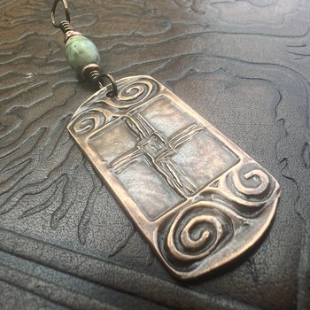 Saint Brigid's Cross, Copper & Connemara Marble Pendant, Irish Celtic Jewelry, Brigit Bridget, St Brigid of Kildare, Irish Cross, Imbolc