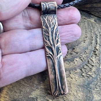 Tree of Life, Copper Pendant, Irish Celtic Spirals, Hand Carved, Crann Bethadh, Handmade Art, Celtic Witch Pagan, Skinny Tree, Earthy Rustic