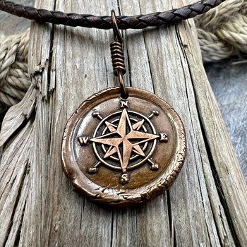 Compass Rose, Copper Pendant, Sailing Gifts, Nautical Jewelry, Men's Jewelry, Sailor Necklace, 7th Anniversary, Protection Talisman