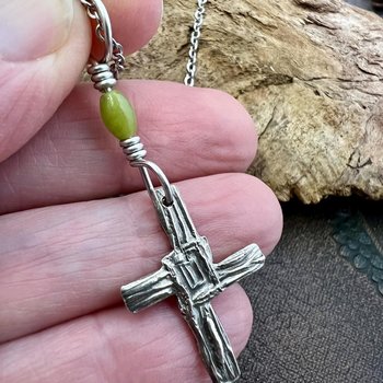 St Brigid's Cross, Sterling Silver, Connemara Marble, Irish Celtic Jewelry, Irish Pagan, Imbolc, Patron Saint, Brigid of Kildare, Tiny Cross