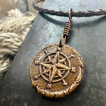 Compass Rose, Copper Pendant, Sailing Gifts, Nautical Jewelry, Men Women Jewelry, Sailor Necklace, 7th Anniversary, Protection Talisman