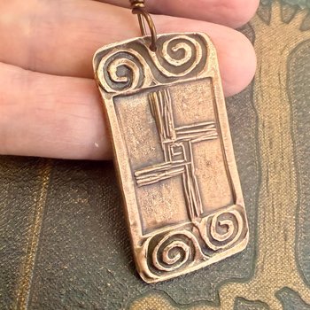 Saint Brigid's Cross, Copper & Connemara Marble Pendant, Irish Celtic Jewelry, Brigit Bridget, St Brigid of Kildare, Irish Cross, Imbolc
