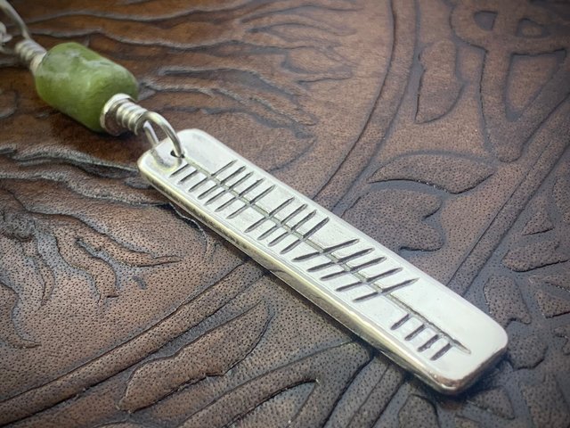 Creid Ogham Necklace, Believe Bar Charm, Sterling Silver, Connemara Marble, Irish Celtic Jewelry, Hand Carved, Believe In, Art Jewelry