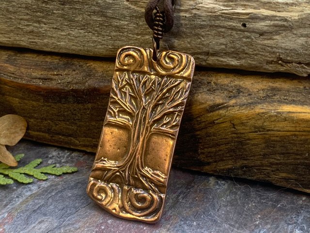 Celtic Tree of Life, Copper Pendant, Irish Celtic Spirals, Hand Carved, Crann Bethadh, Celtic Witch Druid, Soul Harbor Jewelry, Handmade Art