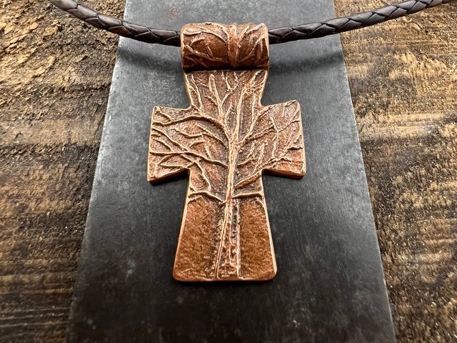 Tree Cross Pendant, Copper Cross, Tree Branch Cross, Men's Jewelry, Irish Celtic Trees, Hand-Carved, Spiritual Gifts, Tree of Life, Earthy