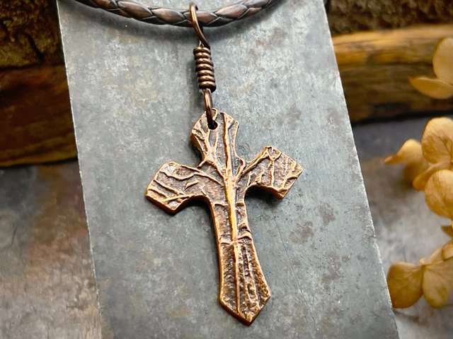 Tree Cross Pendant, Copper Cross Jewelry, Irish Celtic Tree, Tree of Life, Tree Branches, Crosses for Men Women, 7th Anniversary, Rustic Art