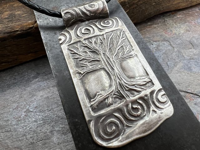 Tree of Life Pendant, Sterling Silver Tree Necklace, Irish Celtic Jewelry, Pagan Celtic Witch, Druid Sacred Trees, Celtic Spirals, Handmade