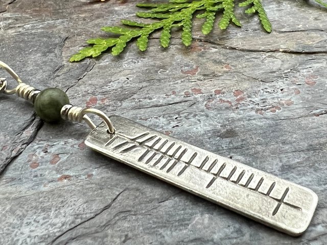 Análaigh Ogham Necklace, Breathe Bar Charm, Sterling Silver, Connemara Marble, Irish Celtic Jewelry, Hand Carved, Art Jewelry, Faith Jewelry