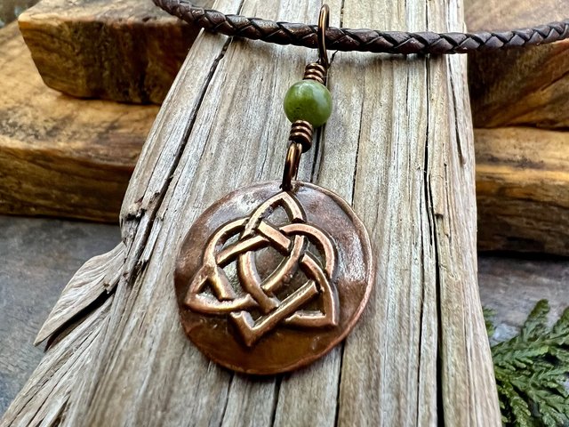 Celtic Heart Trinity Knot, Copper Charm, Connemara Marble, Irish Celtic Jewelry, Soul Mate, Love Knot Infinity Eternity, Soul Harbor Jewelry