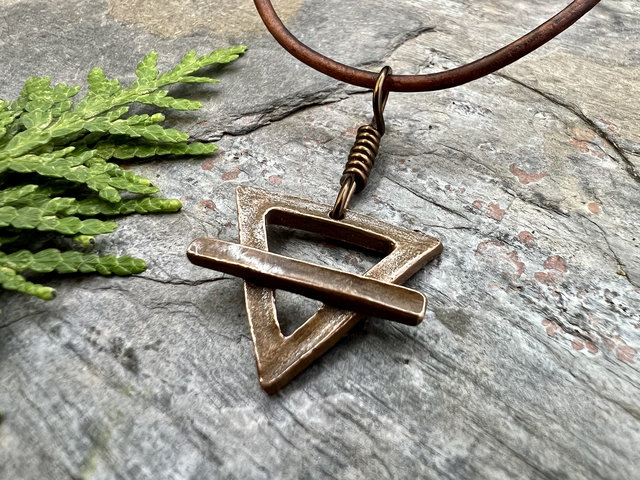Earth Element Symbol, Copper Elemental Signs, Pagan Gift, Astrological Signs, Taurus, Virgo, Capricorn, Winter, North, Triangle Symbols