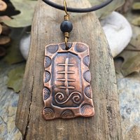 Aspen Poplar Ogham, Connemara Marble, Irish Celtic Jewelry, Ogham Jewelry, Pagan Druid, Copper Ogham, Celtic Tree Astrology, Hand Carved