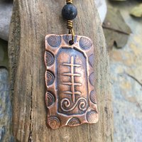 Aspen Poplar Ogham, Connemara Marble, Irish Celtic Jewelry, Ogham Jewelry, Pagan Druid, Copper Ogham, Celtic Tree Astrology, Hand Carved