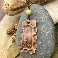 Hazel Tree Ogham Charm, Copper Pendant, Celtic Tree Astrology, Connemara Marble, Hand Carved, Spirals, Celtic Zodiac, August 5 – September 1