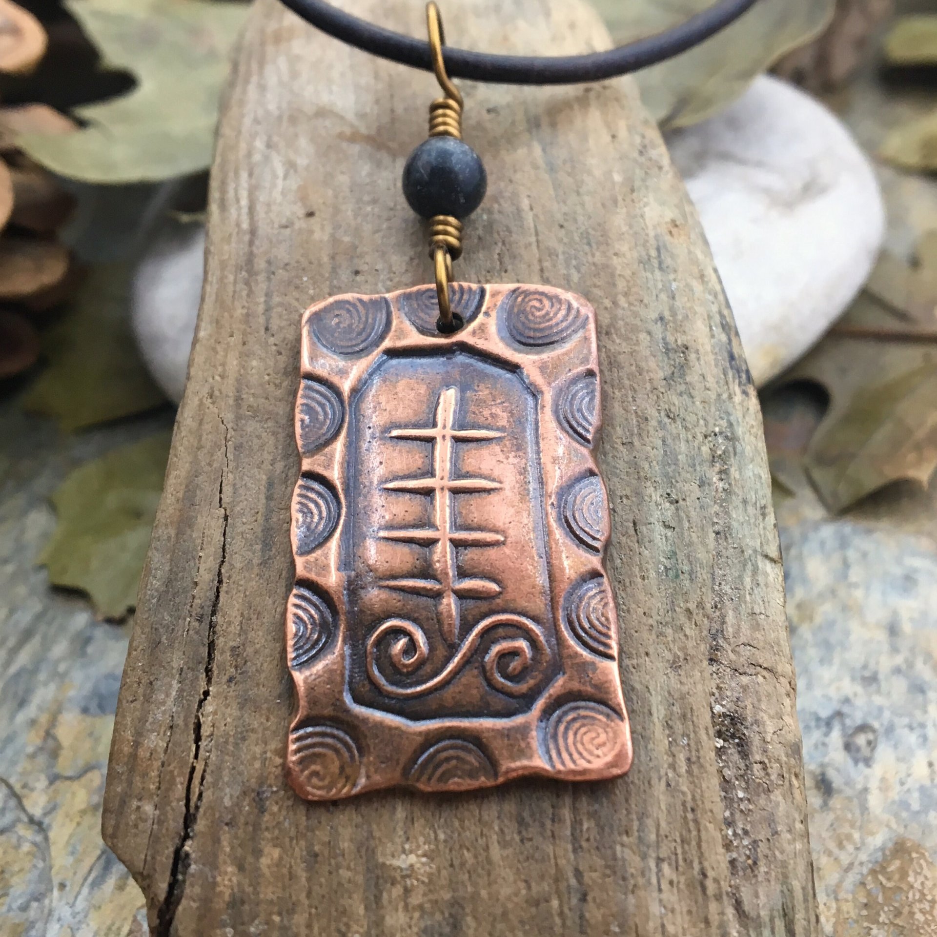 Aspen Poplar Ogham, Connemara Marble, Irish Celtic Jewelry, Ogham Jewelry, Pagan Druid, Copper Ogham, Celtic Tree Astrology, Hand Carved