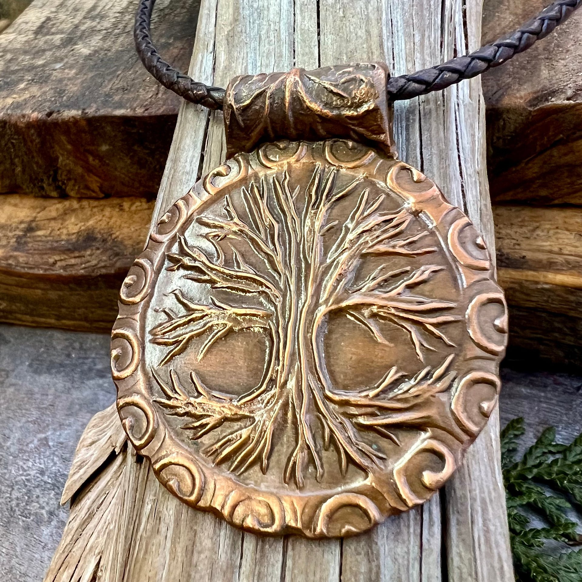Tree of Life, Copper Tree Necklace, Irish Celtic Jewelry, Round Tree Pendant, Earthy Rustic Jewelry, Hand Carved, Tree Branches Roots