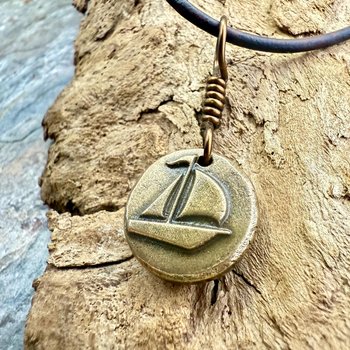 Sailboat Charm, Bronze Pendant, Door County, WI, Nautical Sailing, Protection Guidance Talisman, Great Lakes, Journey