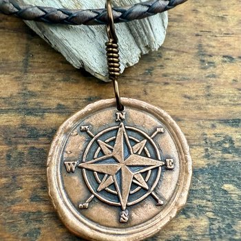 Compass Rose, Copper Pendant, Sailing Gifts, Nautical Jewelry, Men's Jewelry, Sailor Necklace, 7th Anniversary, Protection Talisman